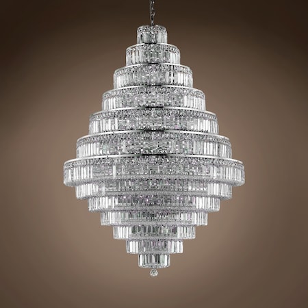 Contemporary Milan 38 Light 42" Chrome Chandelier with Clear Asfour Crystals, Hanging Ceiling Light